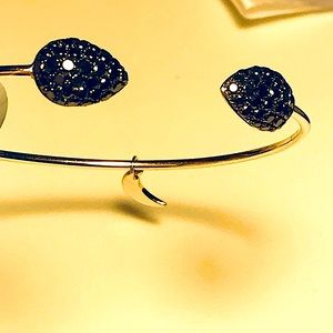 14k GOLD CUFF w/1.10cts NATURAL BLACK DIAMONDS